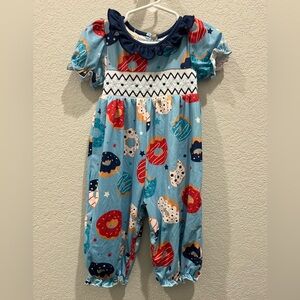 Colorful Donut Print Baby Romper